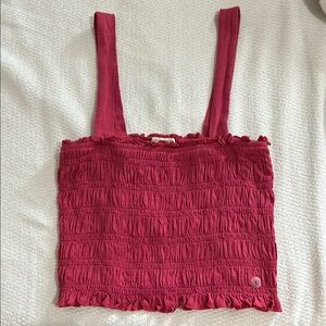 American Eagle Outfitters Pink Smocked Ruffled Tank Top